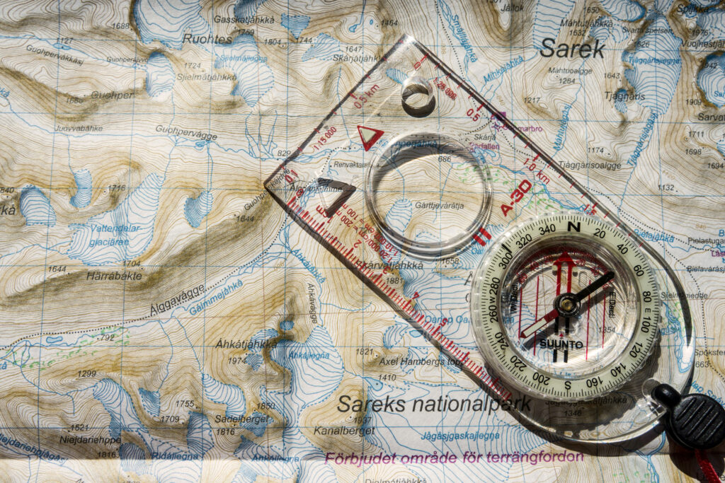 map with compass